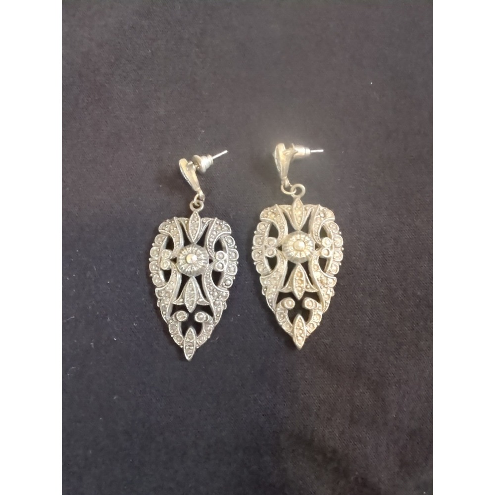 Vintage Silver Toned Mid West Style Earrings Pierced